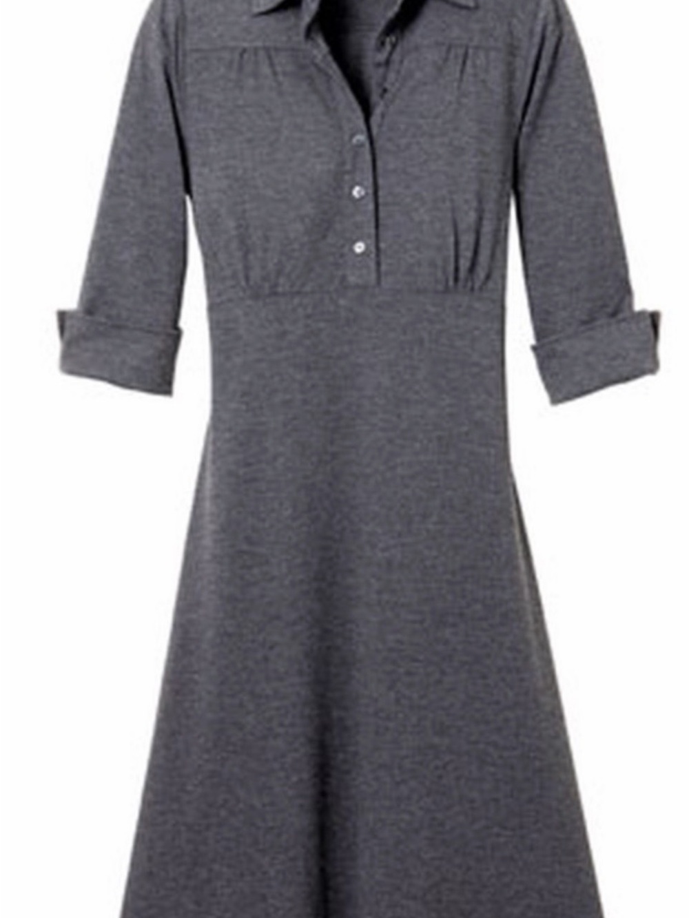 Karen Alexander Boston Proper Vintage 80s 90s Gray Midi Shirt Dress 3/4 Sleeves